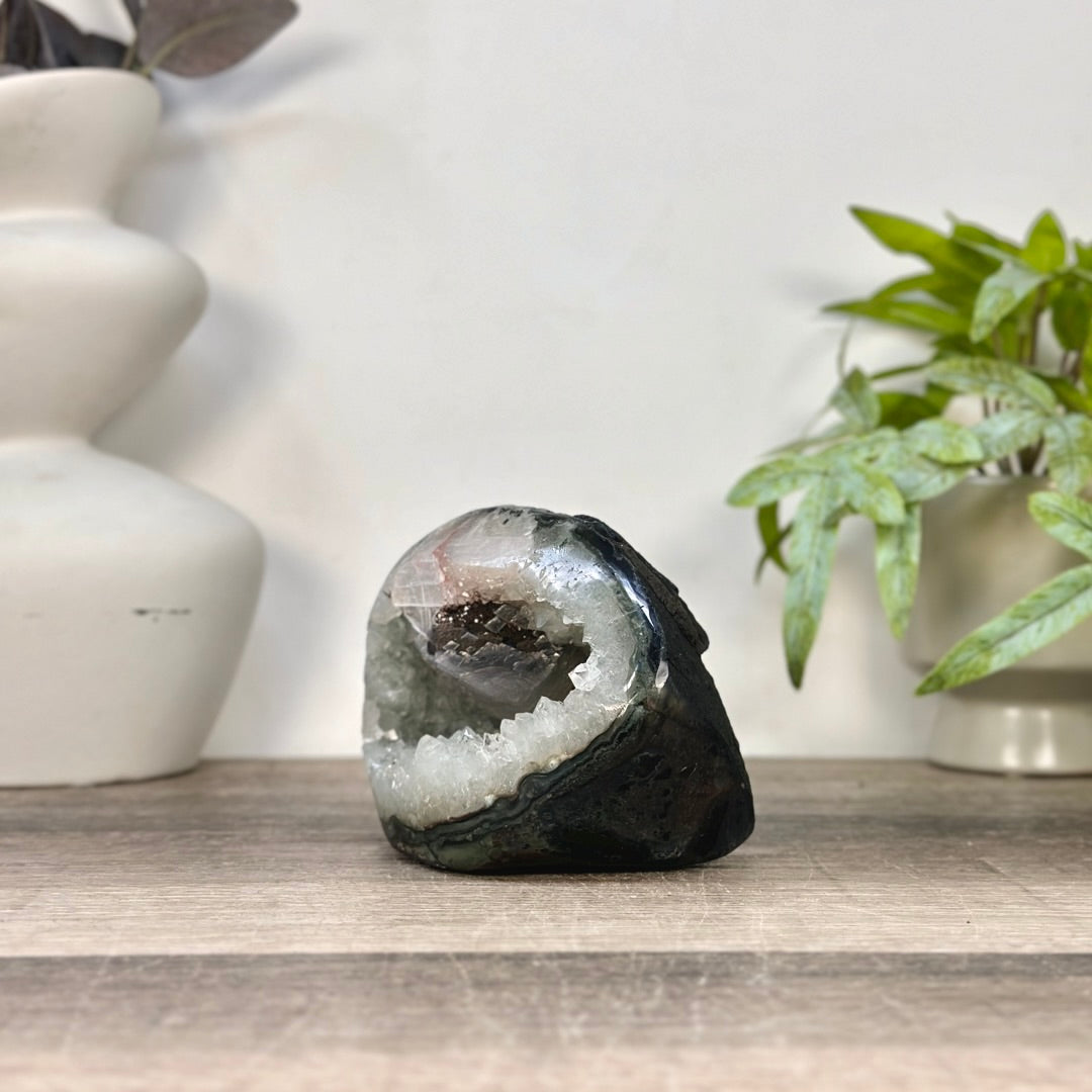 Natural Quartz Geode with Calcite Inclusion - STGE0116