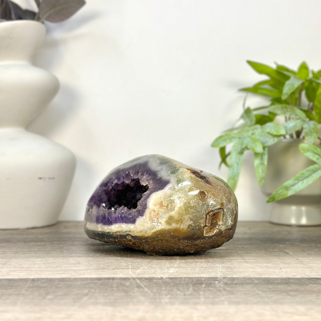Uruguayan Amethyst Geode with Polished Shell - STGE0120