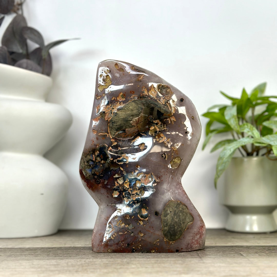 Unique Art Agate &amp; Quartz Geode for Home Decor - Urguayan Statement Piece - CBP1398