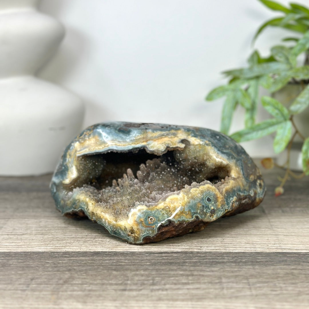 Natural Quartz &amp; Jasper Geode with Micro Stalactites Formations - STGE0039