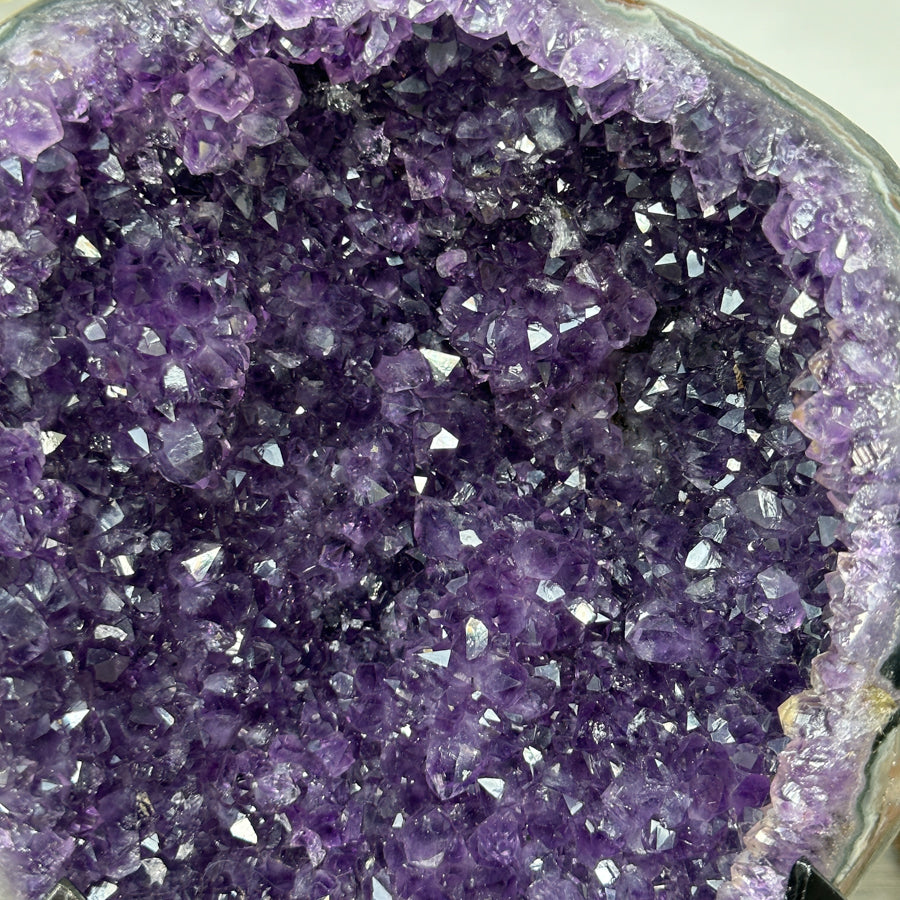 Natural Large Amethyst Geode with Black Metal Display - MWS2187