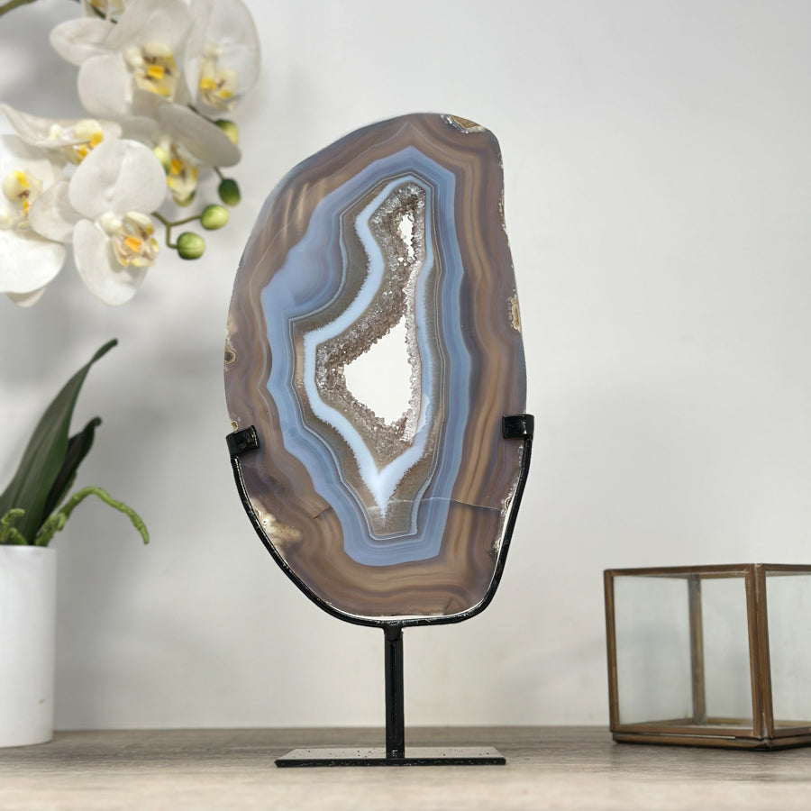 Stunning Blue Banded Agate Slice Portal - MWS2112