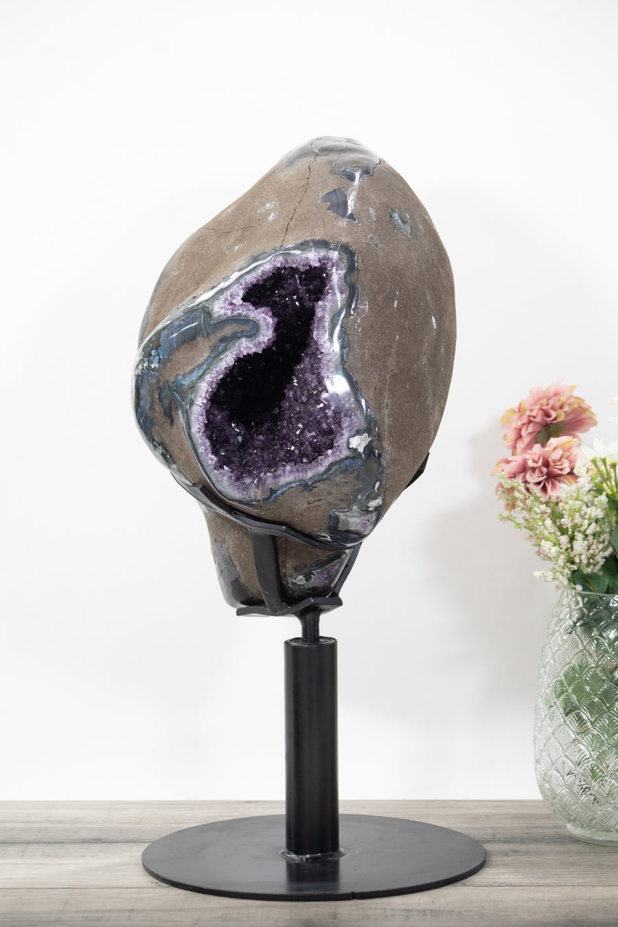 XXL Natural Amethyst Geode on Rotery Stand - AWS1454
