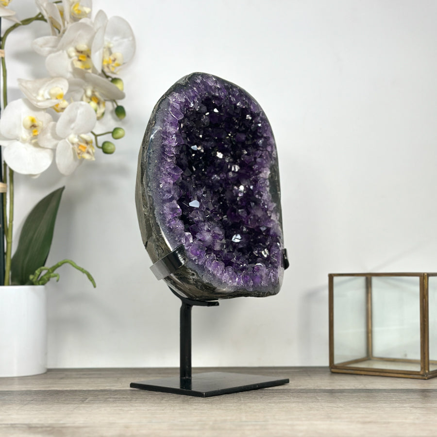 Large Natural Amethyst Geode With Metal Stand from Uruguay - MWS2790