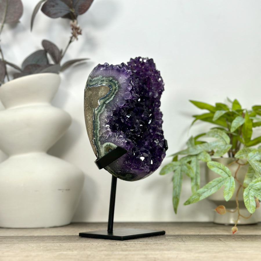 Top Grade Natural Amethyst Cluster on Metal Stand - MWS3212