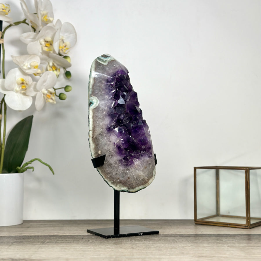 Natural Large Amethyst Geode with Quartz &amp; Green Jasper Shell - MWS2828
