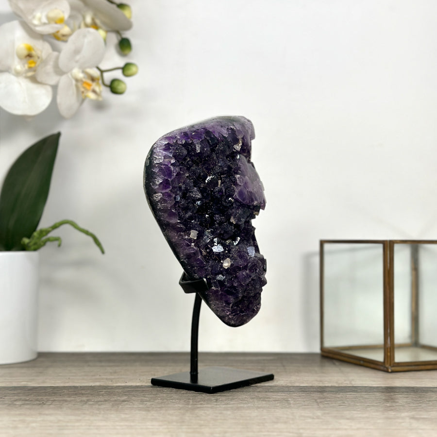Uruguayan Amethyst Crystals Specimen on Metal Stand - MWS2816