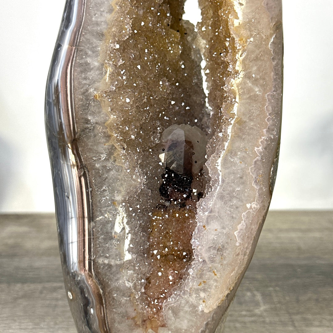 Natural Uruguayan Quartz Geode with Calcite formation Statement Piece - CBP1435