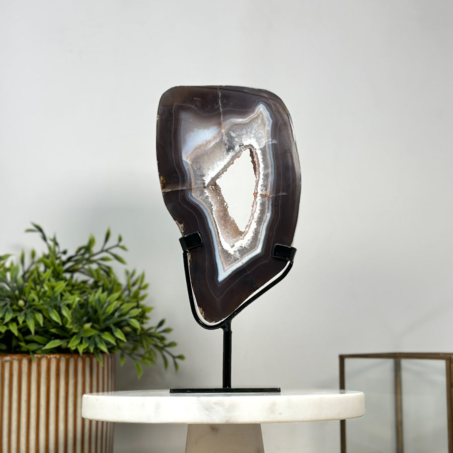 Natural Agate Slice Portal with Metallic Stand - MWS2137