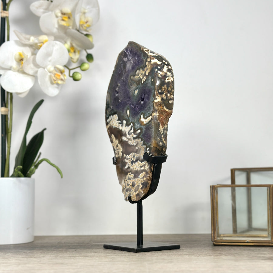 Unique Amethyst &amp; Agate Polished Slice - MWS2323