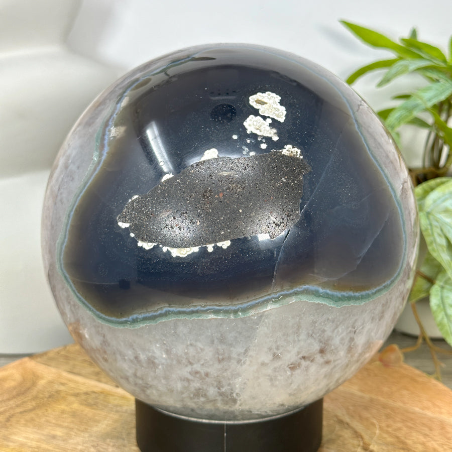 Huge Natural Amethyst &amp; Agate Sphere Geode - SPH0169