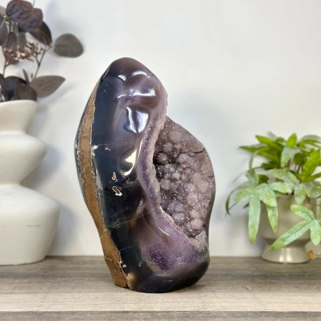 Huge Polished Sugar Amethyst &amp; Agate Geode Statement Piece - CBP1436