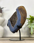 Large Natural Blue Agate & Quartz Druzy Crystal Geode - MWS3361