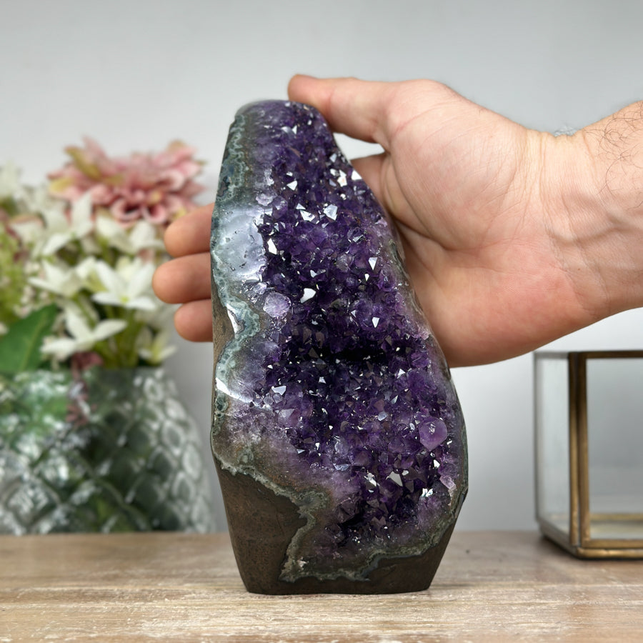 Amethyst Cathedral with Green Jasper Shell - CBP1066