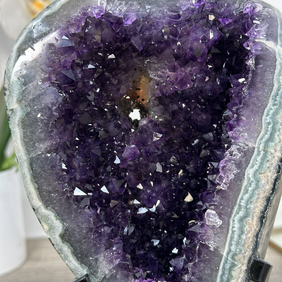 Amethyst Geode with Green Jasper Matrix on Stand – Natural Mineral Specimen - MWS2613