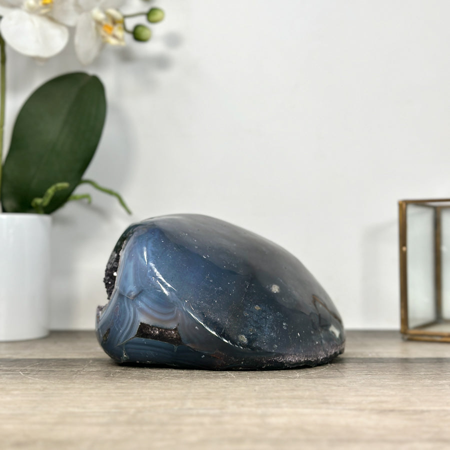 Quarts Druzy &amp; Agate Polished Stone Geode - STGE0019