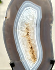 Agate Slice on Stand with Blue and White Bands | Home Decor Display - MWS2661