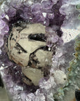 Rare Large Amethyst Geode with Quartz Shell & Black Hematite Calcite Inclusion - MWS2535