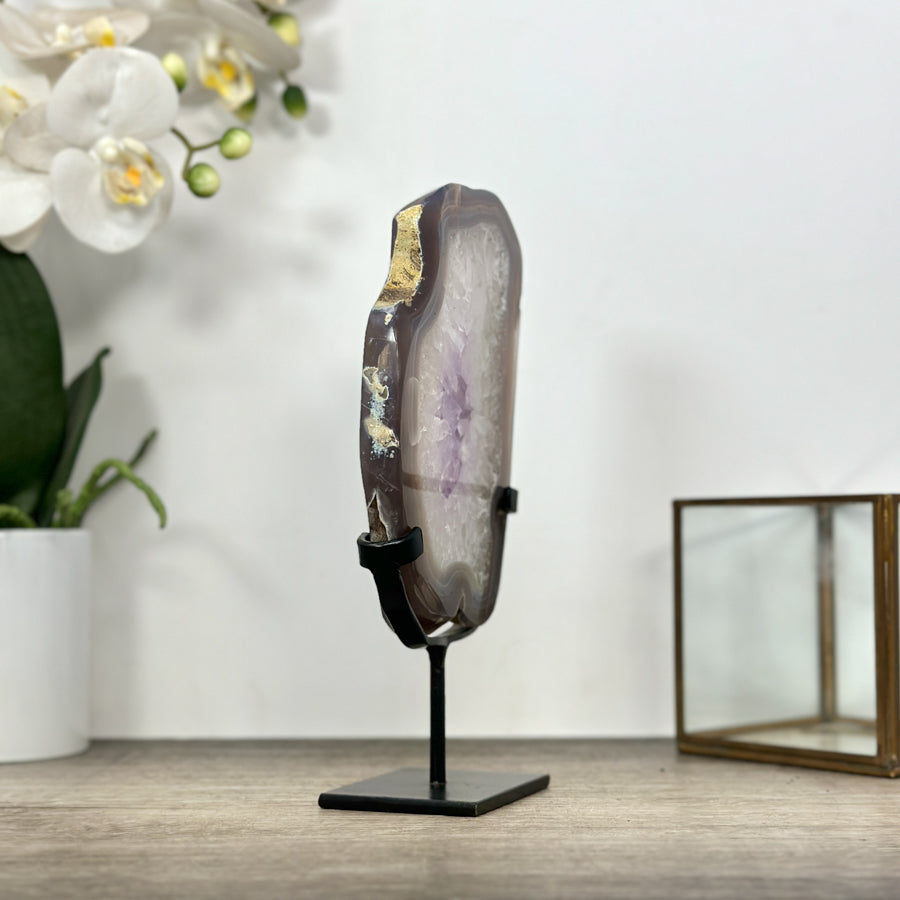 Amethyst Quartz &amp; Banded Agate Geode Slice - MWS2999