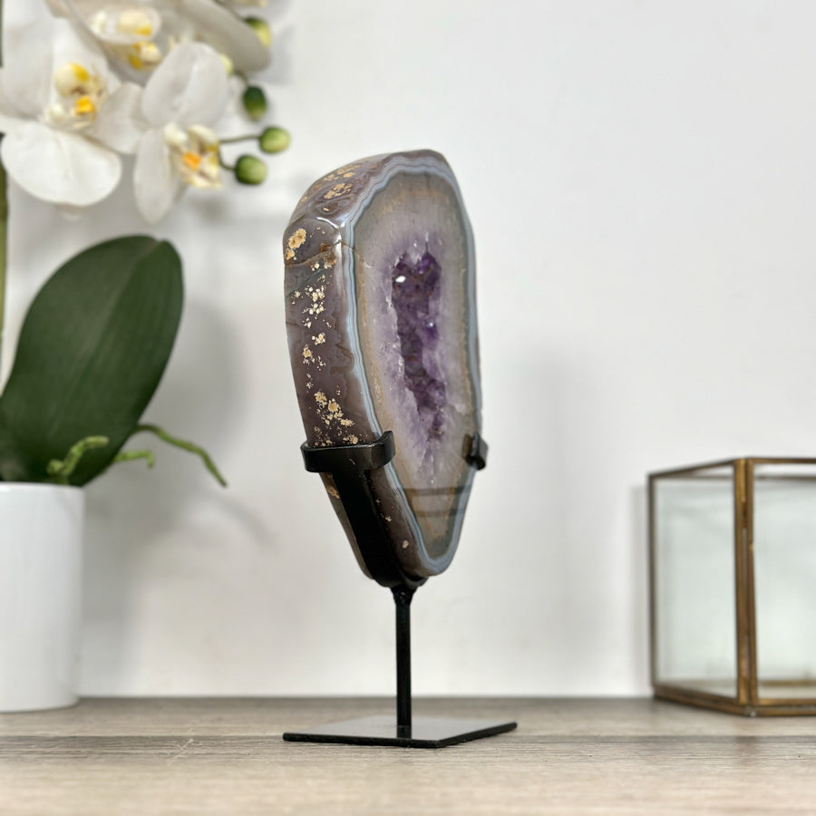 Blue Banded Agate &amp; Agate Geode Slice Portal - MWS2910