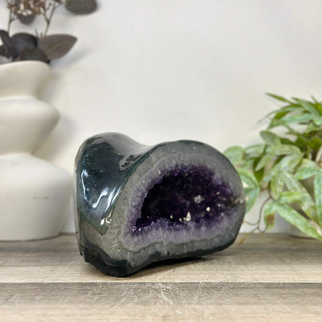 Xl Natural Amethyst Geode with Agate Shell - STGE0072