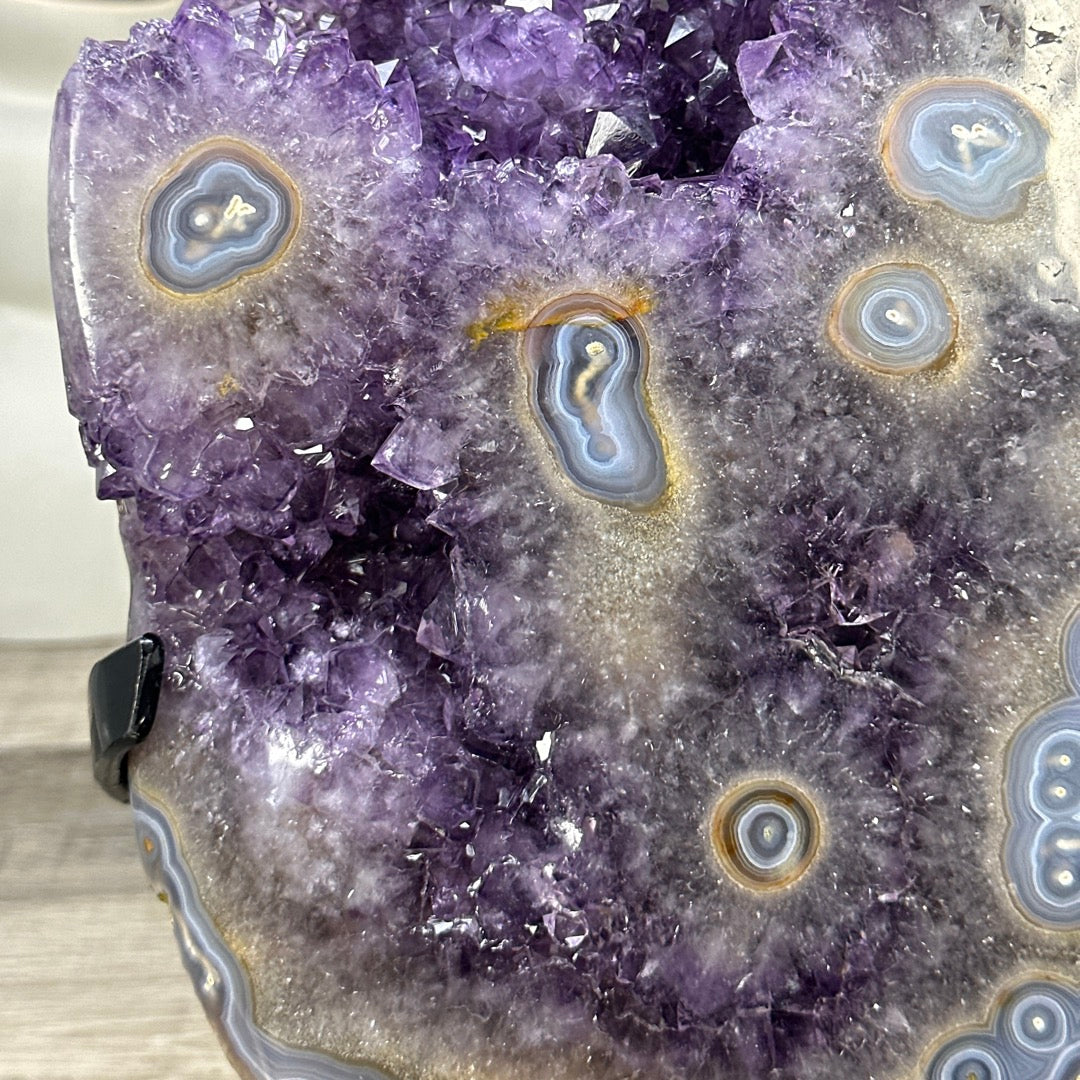 Natural Large Amethyst &amp; Blue Agate with Stalatite Eyes Formations - MWS3326