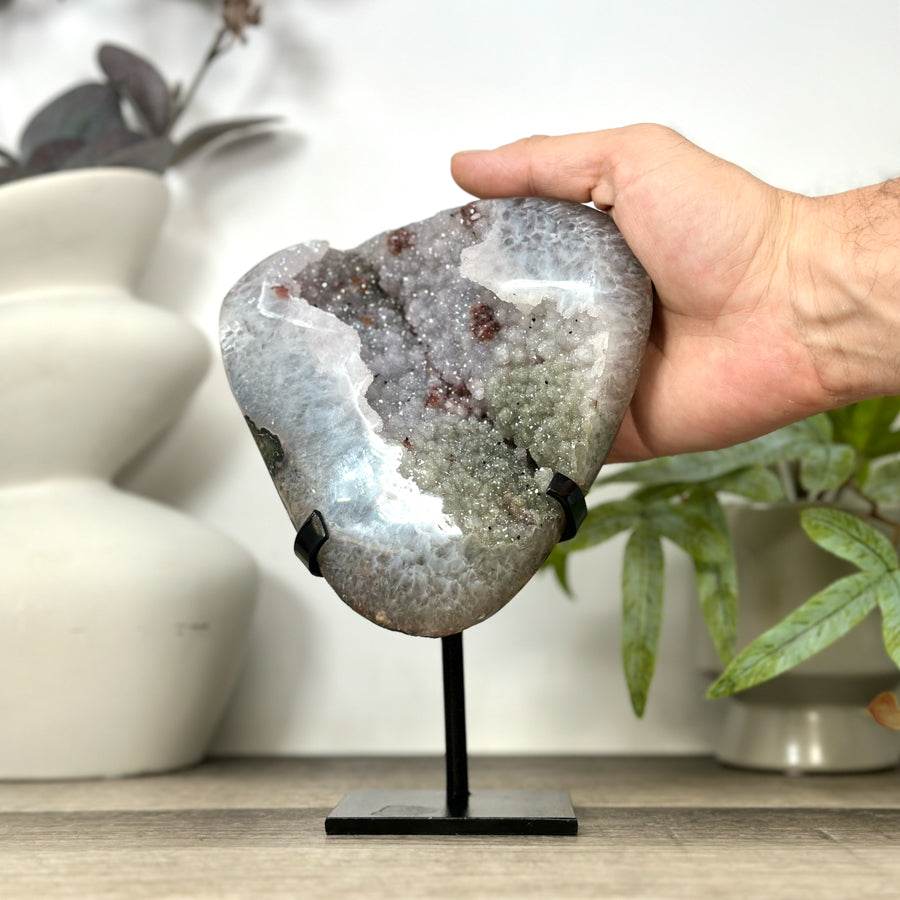 Natural Green Tone Sugar Quartz Specimen - Stand Included - MWS3159