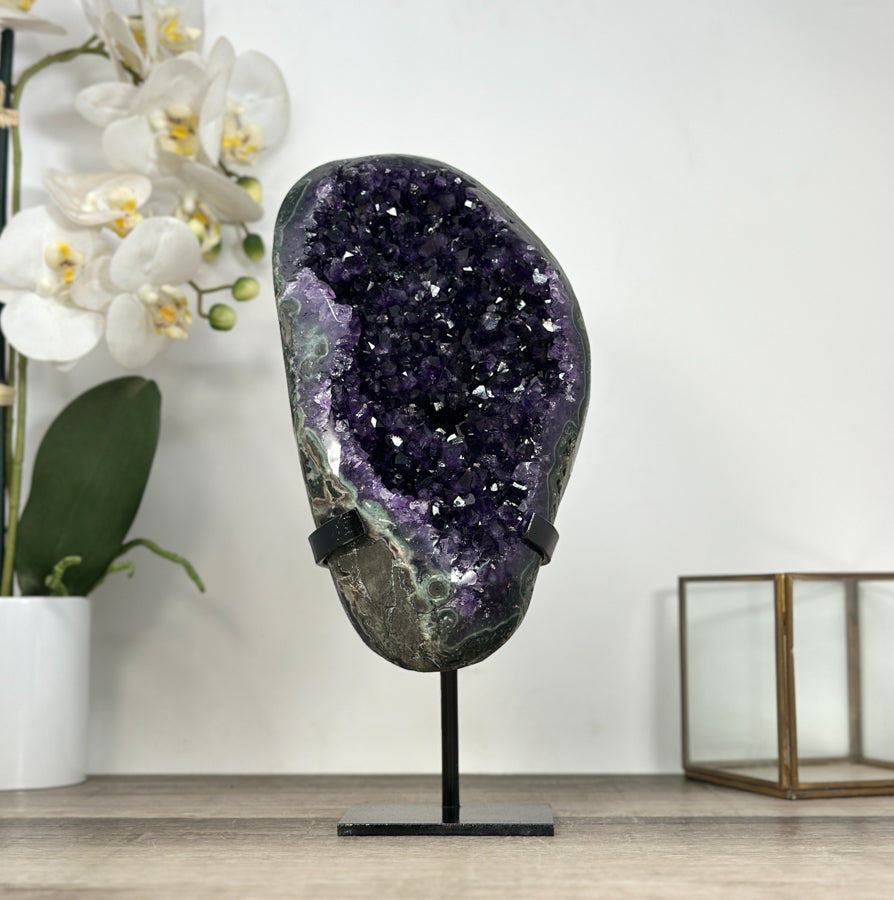 Premium Amethyst Geode on Stand with Deep Purple Crystals - MWS2935