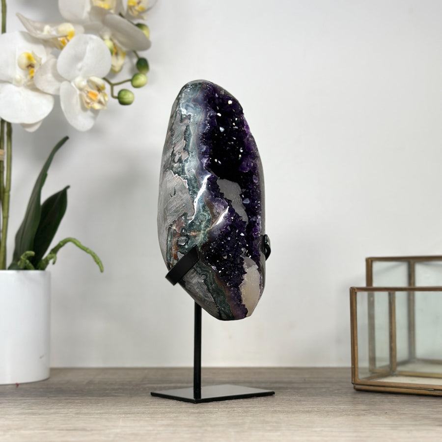 Natural Amethyst Geode with Green Jasper Shell - MWS2353