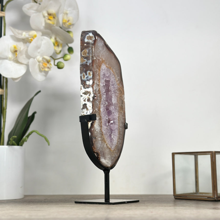 Quartz &amp; Amethyst Portal with Metal Stand - MWS2113