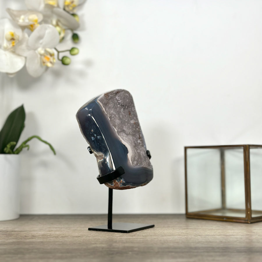 Natural Uruguayan Agate Geode with Druzy Interior - MWS3017
