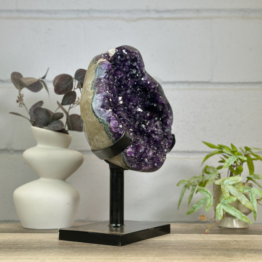 Huge Natural Deep Purple Amethyst Geode on Stand - MWS3142