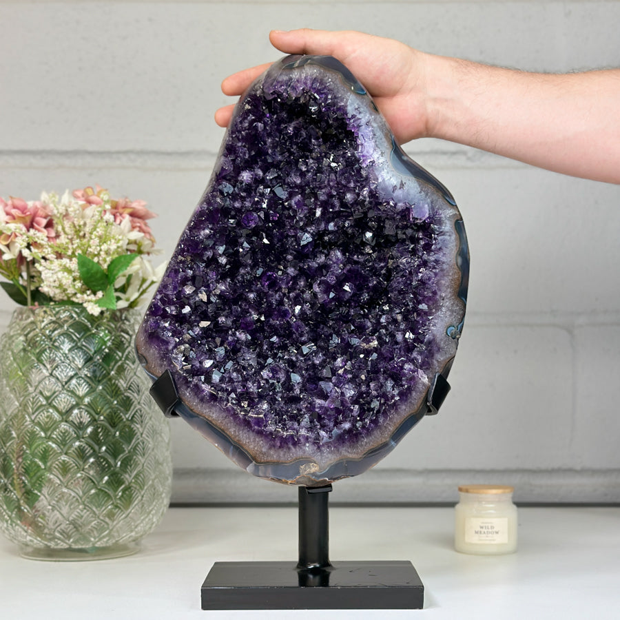 Huge 17 in Tall Natural Amethyst Specimen, Premium Quality with Deep Purple Crystals - MWS1551