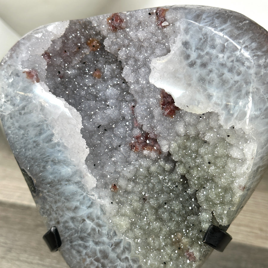 Natural Green Tone Sugar Quartz Specimen - Stand Included - MWS3159