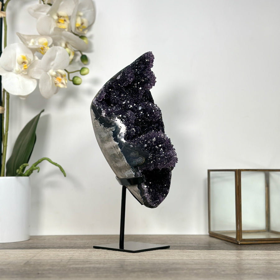 Amethyst Crystal Cluster on Stand - Deep Purple Sparkling Crystals - MWS2645