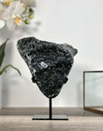 Black Druzy Mineral Specimen – Natural Crystal Cluster for Home Decor Display - MWS2621