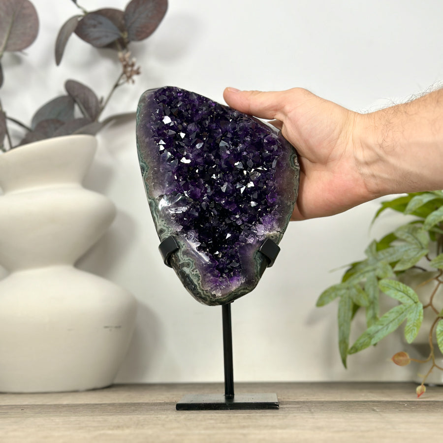 A grade Natural Amethyst &amp; Green Jasper Crystal cluster - MWS3184