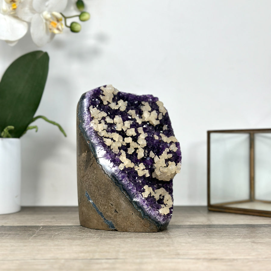 A Grade Uruguayan Amethyst Stone with Calcite inclusions - CBP1285