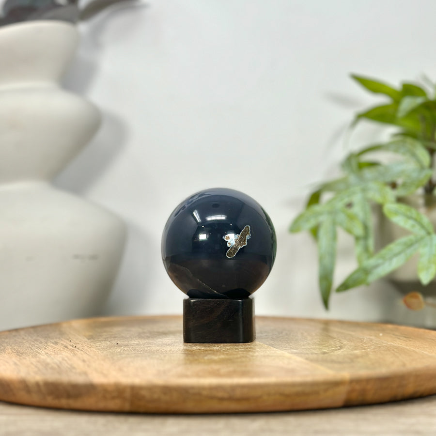 Banded Agate &amp; Quartz Druzy Sphere Geode - SPH0210