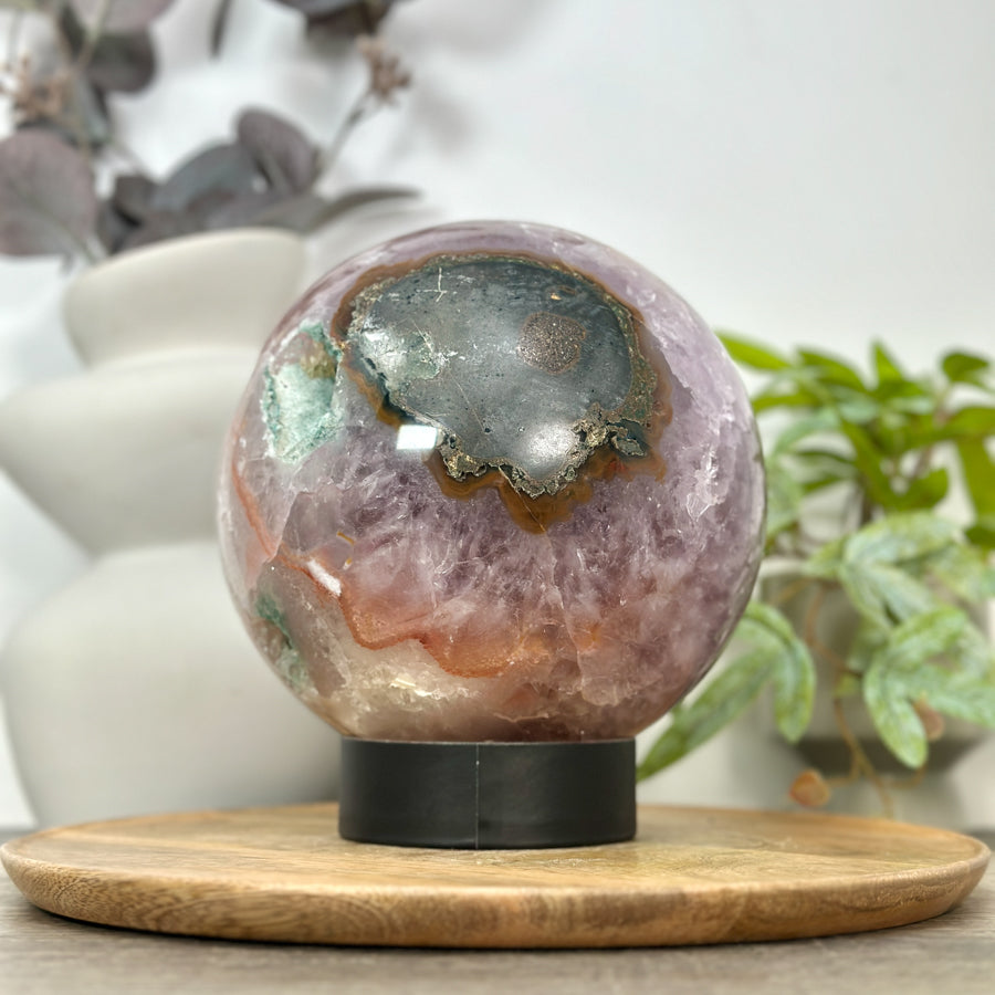 Amethyst &amp; Quartz Druzy Sphere Geode - SPH0170