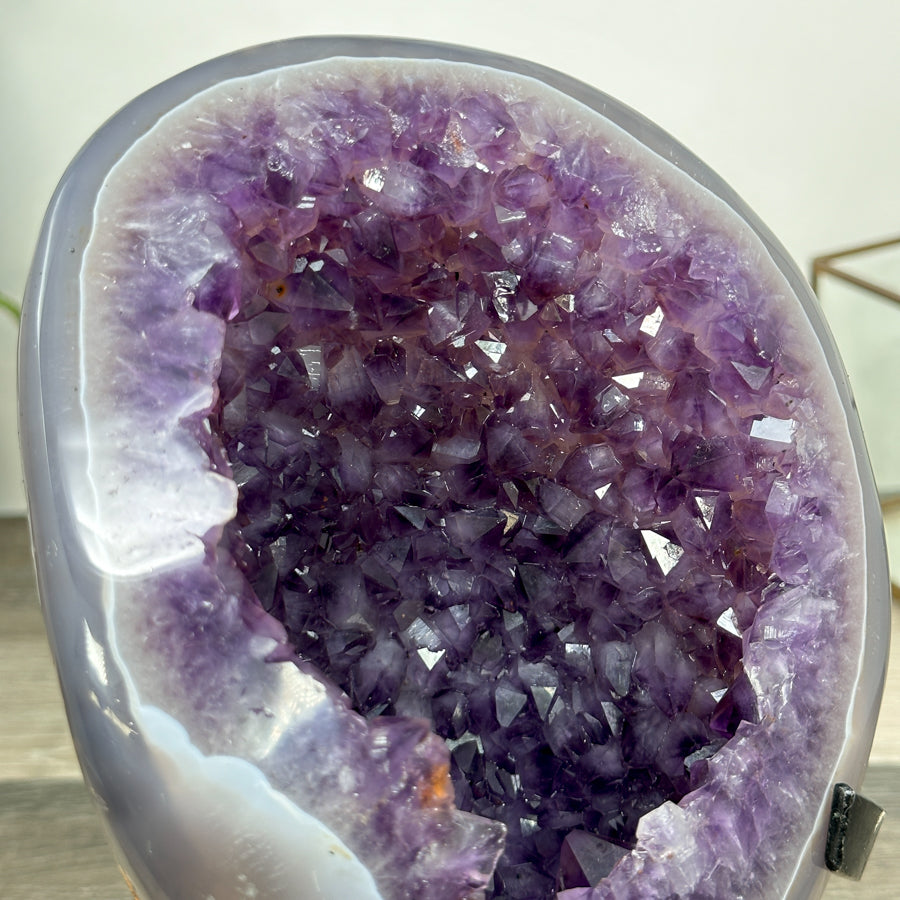 Natural Amethyst &amp; Agate Geode on Metal Stand - MWS2979