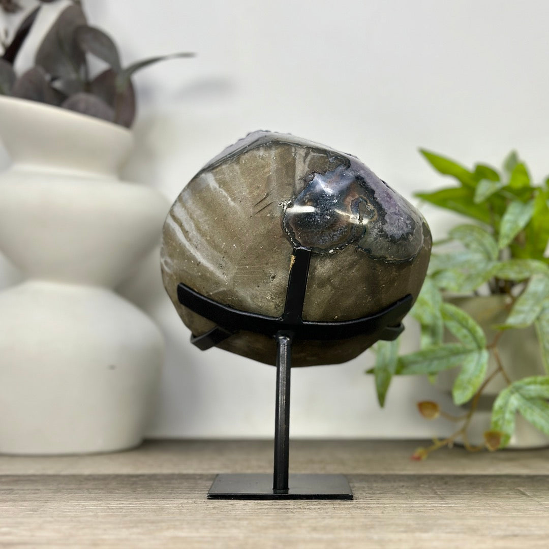 Natural Deep Purple Amethyst Cluster on Metal Stand - MWS3310