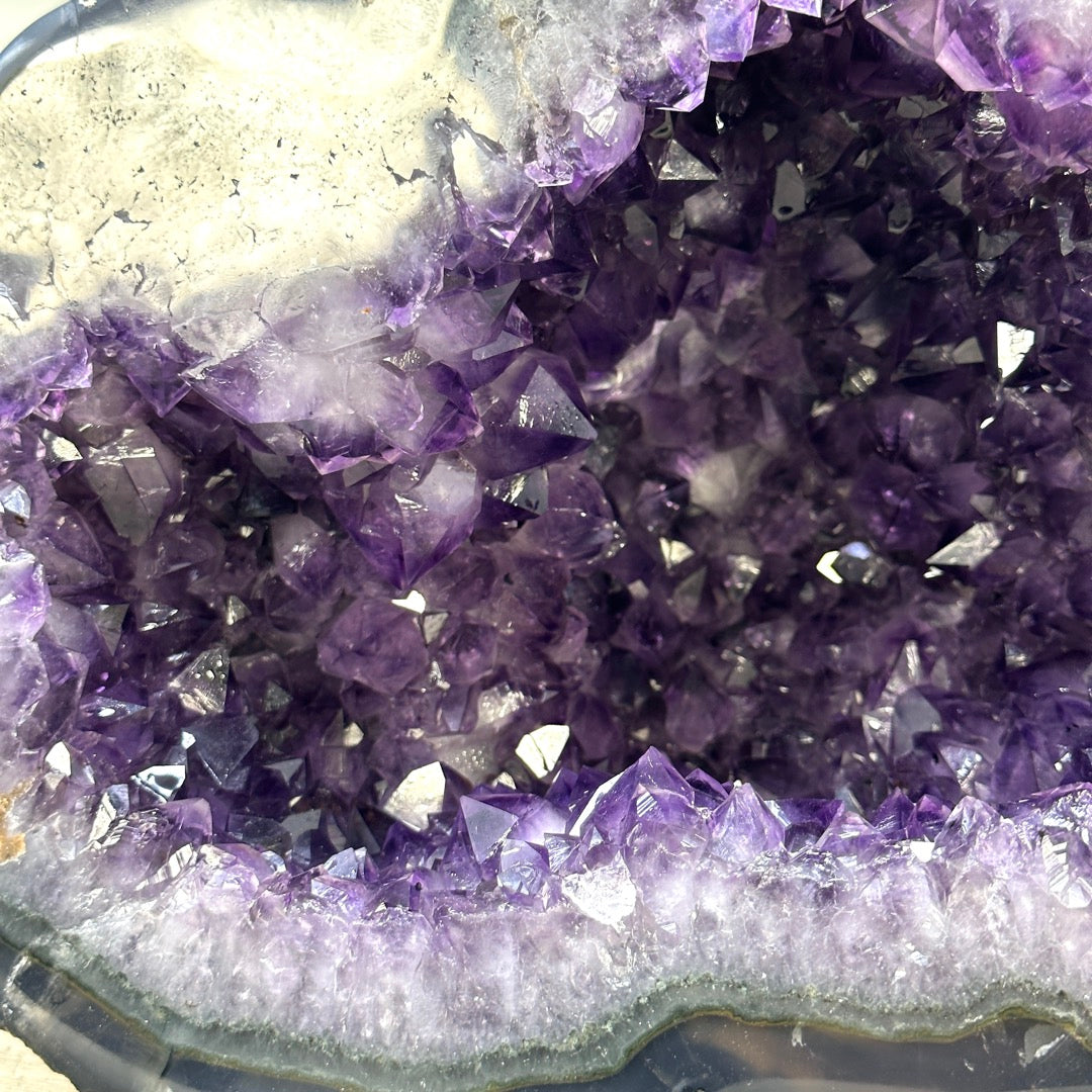 XL Natural Amethyst Geode with Agate Shell - STGE0054