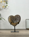 Natural Quartz Stone Heart Carving with Stand - HST0325