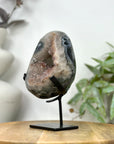 Natural Peach Tone Sugar Quartz Crystal Geode with Calcite Inclusion - MWS3254