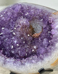Unique Natural Amethyst Geode with Quartz Shell on Stand - MWS3313