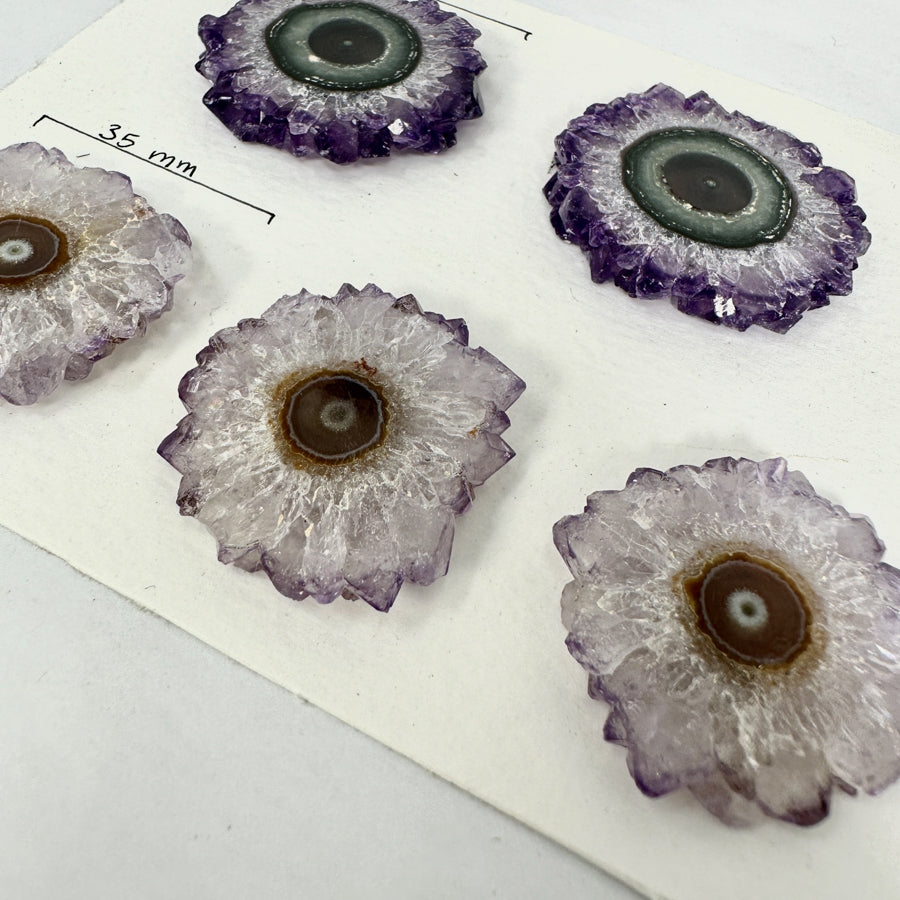Wholesale Amethyst Stalactite Slices for Jewelry Making - Bulk Flat Set - STS0039