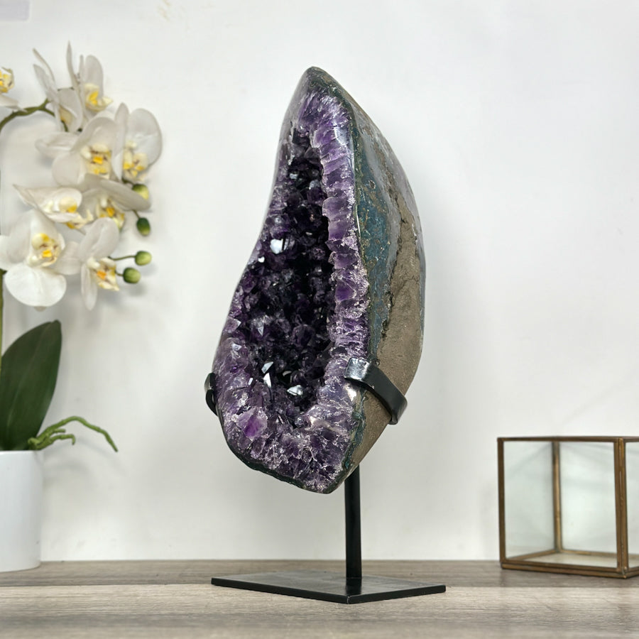 XXL Deep Purple Amethyst Geode With Metal Stand - MWS2751