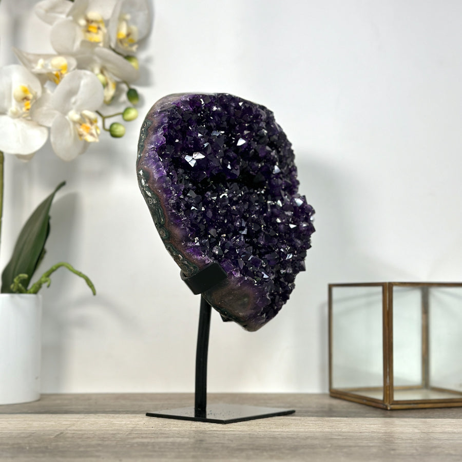 Amethyst Crystal Cluster Specimen on Stand for Home Decor Display - MWS2620