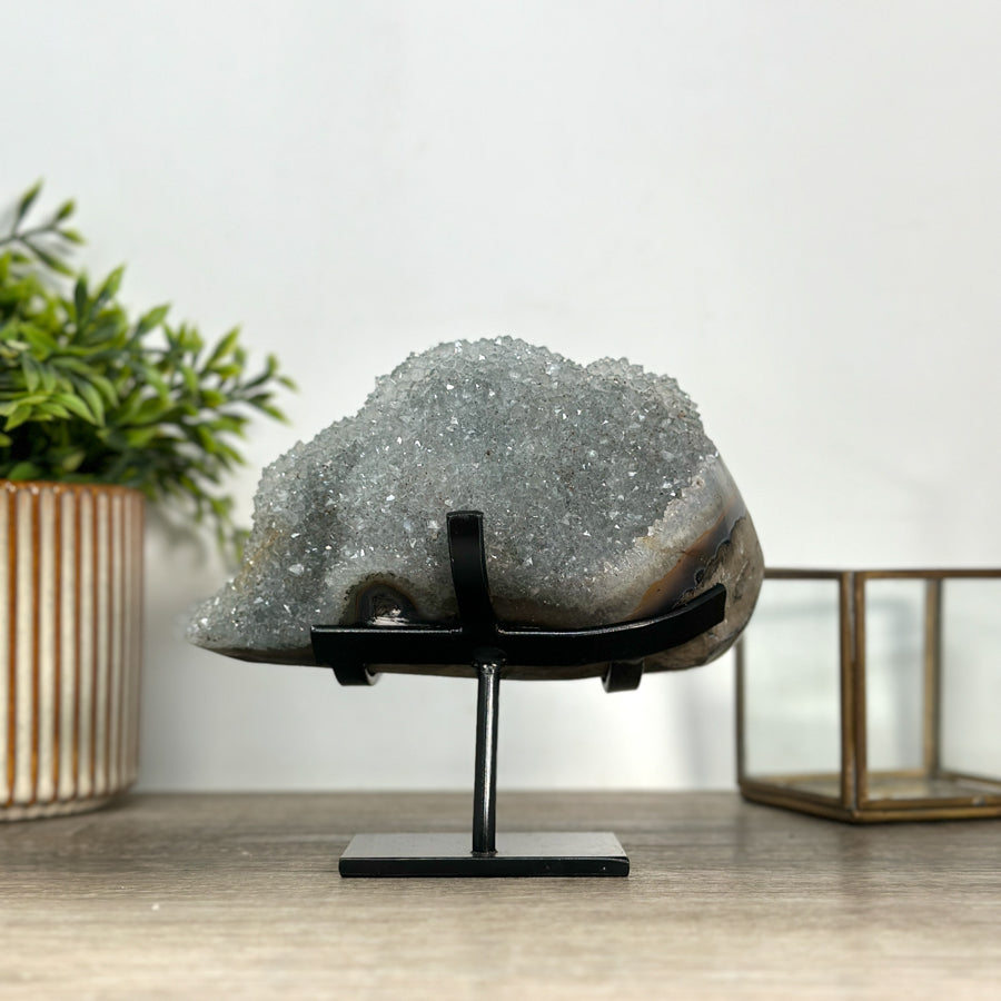 Large Quartz Crystal on Metal Stand – Natural Home Décor Accent - MWS2417